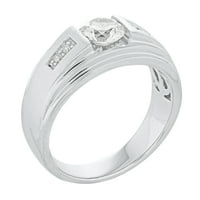 Jay srce dizajn srebra simulirani bijeli dijamant okrugli centar muškarci 's prsten