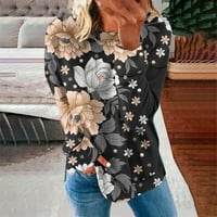 Sinimoko ženska modna cvjetna tiskana labava majica s dugim rukavima bluza okrugla vrat casual vrhovi dukseri