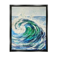 Tsunami Wave Ocean Splash Obalni Painting Jet Black Framed Art Print Wall Art
