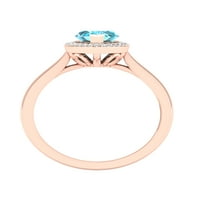 Imperial Gemstone 10k Rose Gold Marquise Cut Swiss Blue Topaz CT TW Diamond Halo Ženski prsten