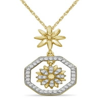 Zlatariclub Carat T. W. bijeli dijamant 14k zlato preko srebrnog cvijeta osmougaoni privjesak