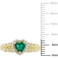 Miabella ženski karat T. G. W. stvorio smaragdni i dijamantski naglasak 10kt žuto zlato Halo srčani prsten