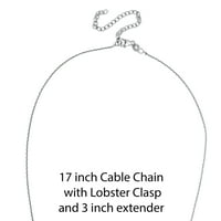 Dvobojni privjesak od kapi rose od srebra sa produžetkom od 17 lanac + 3