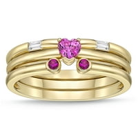 Brilliance Fine nakit srebra sa 14k žutog zlata oplata stvorio Pink White Sapphire i stvorio Ruby slaganje