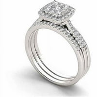 Carat T. W. Diamond jastuk klaster 10kt Bijelo zlato Svadbeni prsten Set