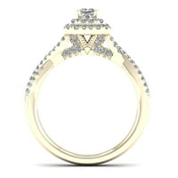 1 2CT TDW Princess Cut Diamond 10K žuti zlatni prsten za uvijanje