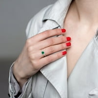 Miabella ženski karatni smaragdni karatni dijamant 14kt žuto zlato srce Halo prsten