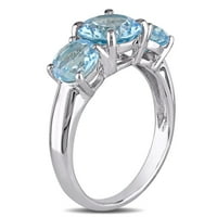 Miabella ženski 4-karatni T. G. W. Nebesko plavi Topaz Sterling srebrni 3-kameni prsten