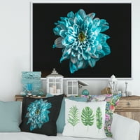 Designart 'krupni plan cvijeta s bijelim i plavim laticama' tradicionalni uramljeni platneni zidni umjetnički Print