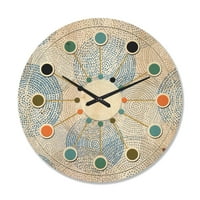 Designart 'Abstract Retro Design Pattern I' Mid-Century Modern Wood Wall Clock