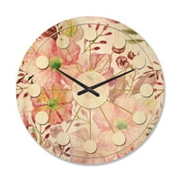 Designart 'Botanical Floral Retro III' Mid-Century Modern Wood Wall Clock
