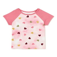 Garanimals srce za bebe i male djevojčice Tie Dye Print Raglan kratka rukava majica, veličine 12m-5t