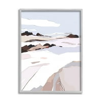 Stupell Industries Sažetak Snježni planinski pejzaž grafička Umjetnost siva uokvirena Umjetnost Print zidna