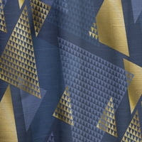Designart 'Retro Luxury Waves In Blue and Gold IX' Mid-Century Modern Curtain Panel