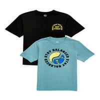 Wonder Nation Boys Kratki Rukav Grafički T-Shirt, 2-Pack, Veličine 4 - & Husky