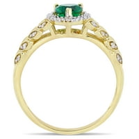 Miabella ženski karat T. G. W. stvorio smaragdni i dijamantski naglasak 10kt žuto zlato Halo srčani prsten