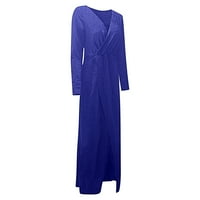 LisingTool haljine za žene ženski sekfin s dugim rukavima V rect dugi noćni klub stil tanka košulja s prorezom