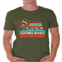 Newkward Styles California Tribal Thirt Thirt Majica Kalifornija Bear Majica za muškarce Kalifornijske košulje