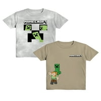Minecraft Boys grafički Set majica, 2 komada, veličine XS-2XL