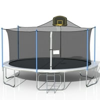 16ft trampolin za odrasle djecu sa Košarkaškim obručem, sigurnosnom mrežom, ljestvama, Aukfa trampolin za fitnes na otvorenom, trampolin za rekreaciju LBS težina kapaciteta sa visokom mrežicom, siva
