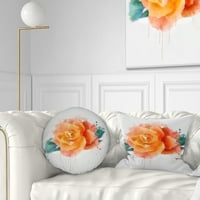 Dizajnerska narančasta ruža sa zelenim lišćem - cvjetni jastuk za bacanje - 12x20