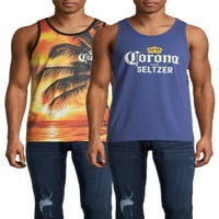 Corona plaža i Corona Seltzer muški i veliki muški grafički tenk, 2 pakovanja