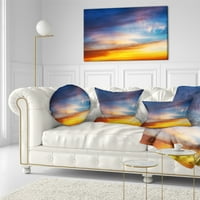 Designart Sunset dramatični oblaci žutog neba - jastuk za bacanje mora-12x20