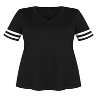 Ženske Plus Size kratke rukave majice u boji blok vrhovi Casual V vrat tunika bluza za žene