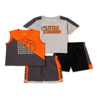 Athletic Works Baby Boy & Little Boy aktivna majica sa kratkim rukavima, komplet odjeće za Tank i kratke