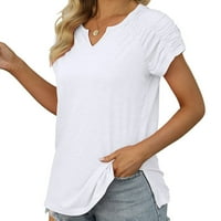 Scyoekwg Trendi vrhovi za žene kratki rukav T košulje Sliranj pune boje majice okrugli vrat plus veličina