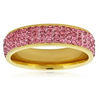 Obalni nakit ružičasti kristalni kamenje Zlatni prsten od nehrđajućeg čelika