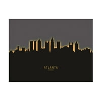 Michael Tompsett' Atlanta Georgia Skyline Glow II ' platno Art