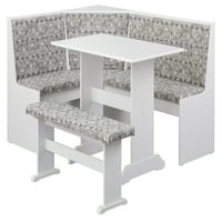 Lacey Corner Reverzibilni subjektivni doručak Nook sa podstavljenim sjedalima, bijeli sivi geometrijski uzorak