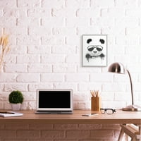 Cool Panda Naočare Za Sunce Crno-Bijela Boja Kap Po Kap Uokvirena Slika Umjetničke Grafike