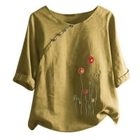 Penskaiy ženski ljetni casual okrugli vrat cvijeće s kratkim rukavima Labava košulja TO-a majice za žene