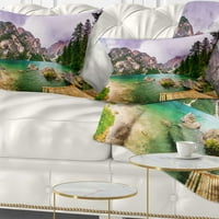 Designart planinsko jezero između planina - pejzažni štampani jastuk za bacanje - 12x20
