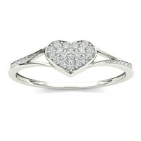 1 6Ct TDW Diamond 10k Bijelo zlato dijamantski oblik srca Split Shank modni prsten