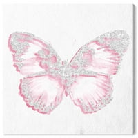 Wynwood Studio Životinje Wall Art Canvas Prints' Pink Butterfly ' Insekti - Pink, Grey
