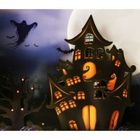Haunted Hill Farm 18-In. Ukleta kuća Shadowbo sa animacijom i sablasnom muzikom, Crna