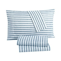 Mainstays ma stripe Bed-in-a-torba komfor, kraljica, bijela plava