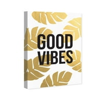 Wynwood Studio tipografija i Citati Wall Art Canvas Print 'Good Vibes' motivacijski citati i izreke-zlato