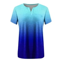 Gotyou Proljetni vrhovi Ženska velika majica Summer Casual Print V-izrez Pocket s kratkim rukavima TOP ROYAL