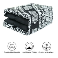 Jedinstvena ponuda Bohemian cell-sezonski Poliester Comforter set crni pun