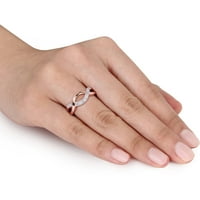 Dijamantski naglasak rodij preko Sterling srebra Cross-Over prsten