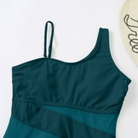Kupaći kostimi za žene, ženska modna spajanje mrežice špagete bikini kupaći kostimi sa nagnutim ramenom plavom