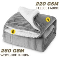 Sherpa Fleece deka kraljica veličina siva reverzibilna Fuzzy deka Ultra meka plišana deka za krevete od Bedsure