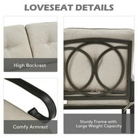Gyma Fashion COIO Loveseat & Stol Set Conversation Sofa Set W Bež jastuci