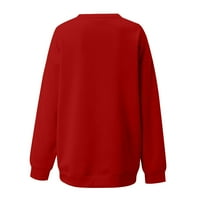 Zimske košulje bavi se danima Ženska modna labava dugi rukav okrugli rukav božićni tisak majica, crvena,