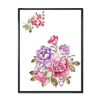 Designart 'Bouquet of Purple And Pink Flowers I' Farmhouse Framered Canvas Wall Art Print