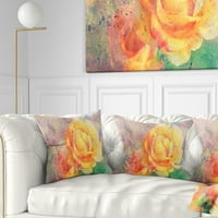 Designart akvarel žute ruže-jastuk za bacanje cvijeća - 18x18